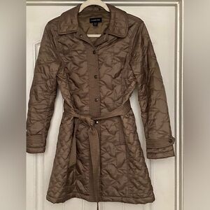 Lands' End Quilted Green Trench Coat